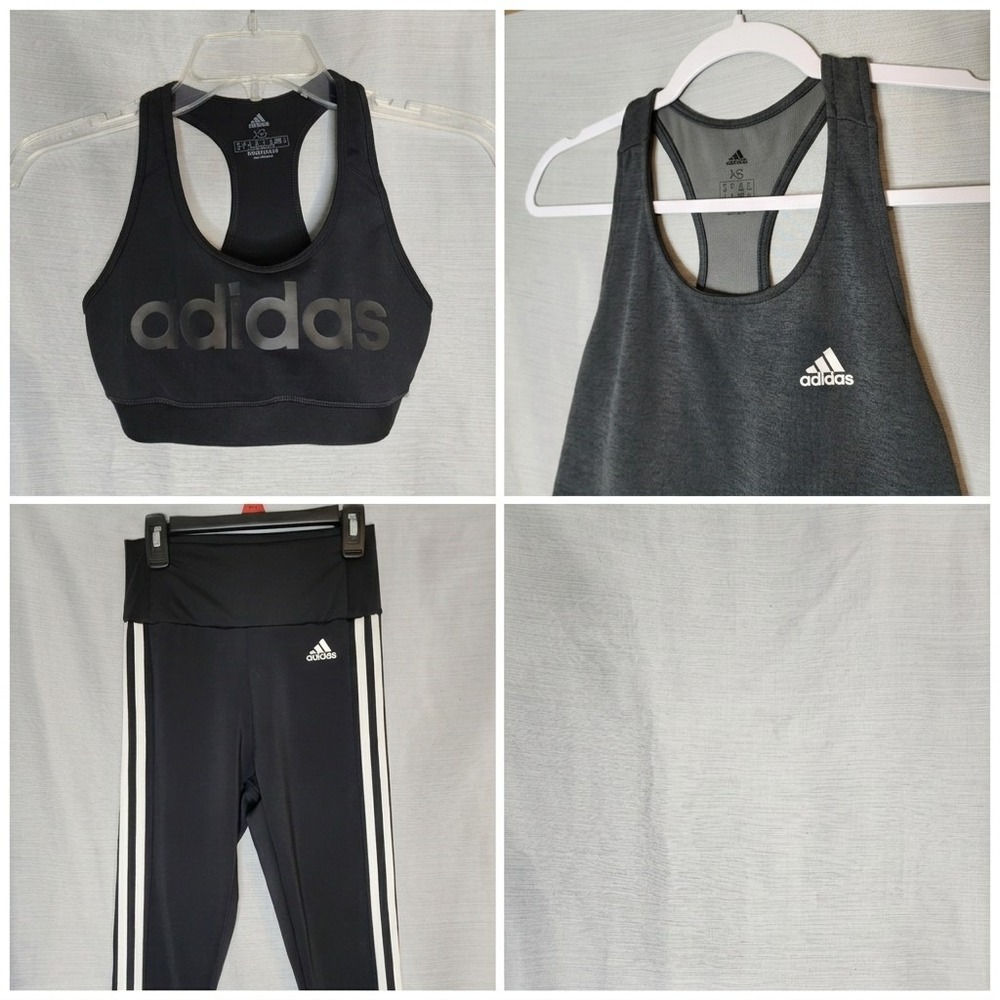 ADIDAS Size XS 3pc Lot Aeroready Primagreen Bundle Sports Bra Tank Top Leggings